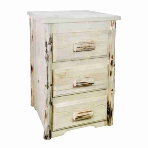 Amish "montana collection" pine log nightstand - 3 drawer by montana woodworks