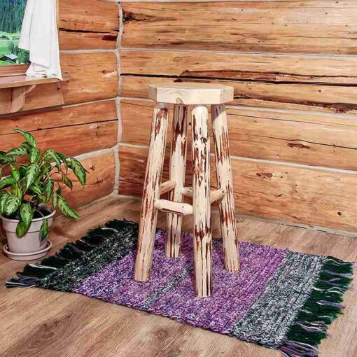 Amish "montana collection" pine log bar stool by montana woodworks