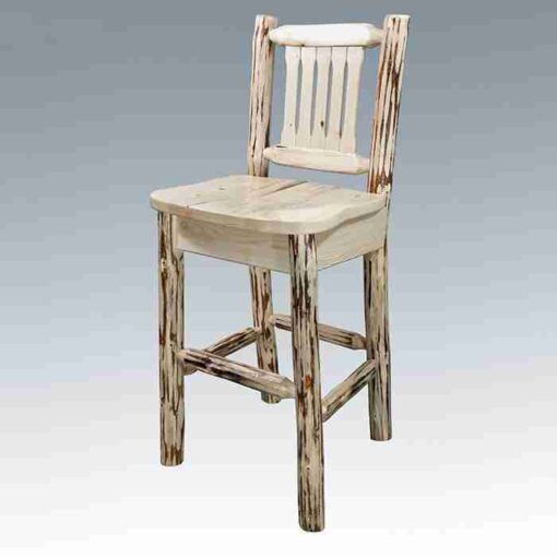 Amish "montana collection" pine log bar stool with back by montana woodworks