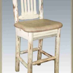 Amish montana collection pine log bar stool with back by montana woodworks 111