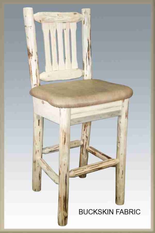 Amish "montana collection" pine log bar stool with back by montana woodworks - image 3