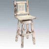 Amish "Montana Collection" Pine Log Bar Stool With Back & Swivel by Montana Woodworks