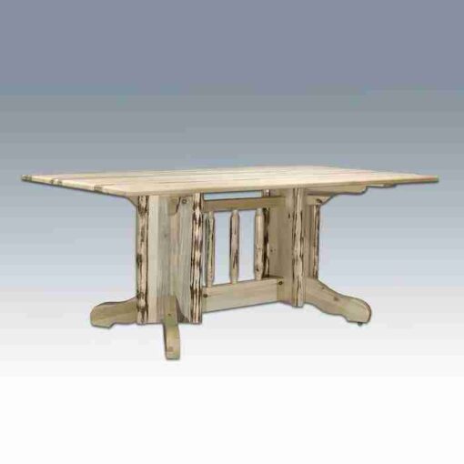 Amish "montana collection" pine log dining table - double pedestal by montana woodworks