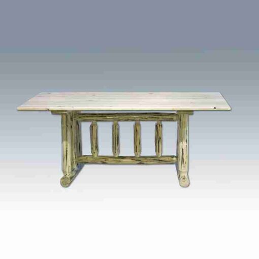 Amish "montana collection" pine log dining table - trestle base by montana woodworks