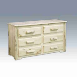 Amish "Montana Collection" Pine Log Dresser - 6 Drawer by Montana Woodworks