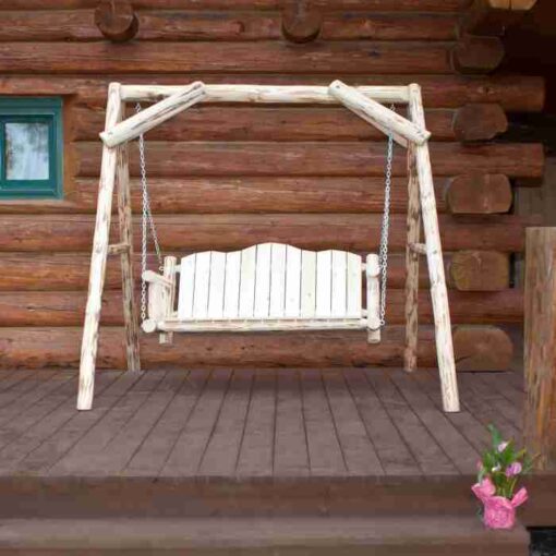 Amish "montana collection" pine log lawn swing by montana woodworks