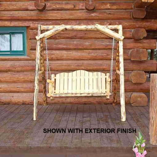 Amish "montana collection" pine log lawn swing by montana woodworks - image 2