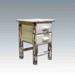 Amish "Montana Collection" Pine Log Nightstand - 2 Drawer by Montana Woodworks