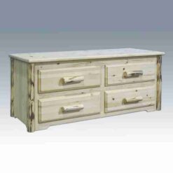 Amish "Montana Collection" Pine Log Sitting Chest - 4 Drawer by Montana Woodworks