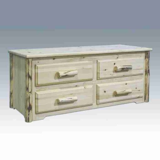Amish "montana collection" pine log sitting chest - 4 drawer by montana woodworks