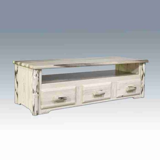 Amish "montana collection" pine log sitting chest - entertainment center by montana woodworks