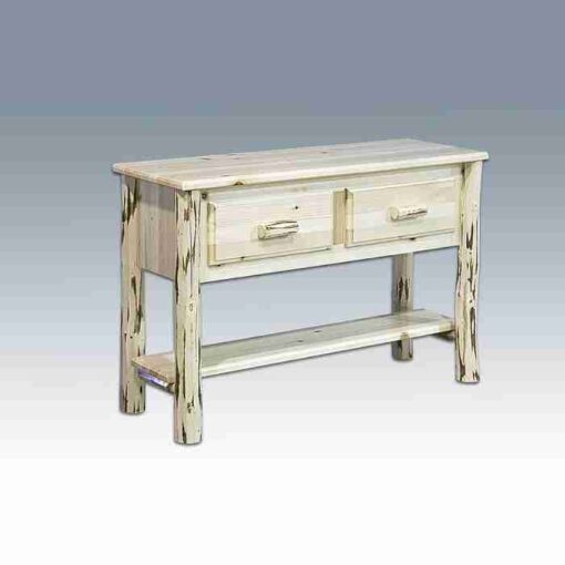 Amish "montana collection" pine log sofa table by montana woodworks