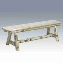 Amish "Montana Collection" Pine Plank Style Log Bench by Montana Woodworks