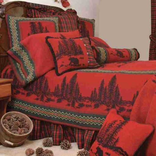 Bear bedding set (deluxe) by wooded river