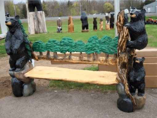 Bear bench chainsaw carving stump sculpture