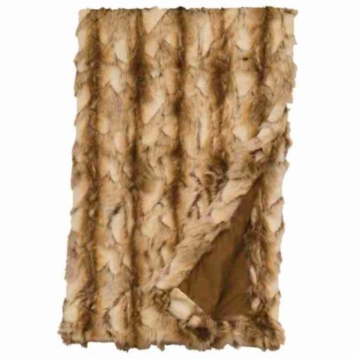 Brandy fox faux fur throw blanket by wooded river