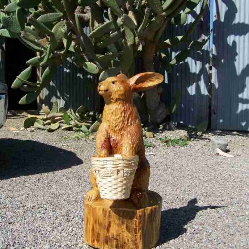Bunny chainsaw carving stump sculpture - image 2