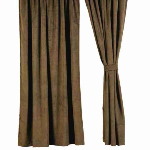 Cabin bear rod pocket drape set by wooded river - image 2