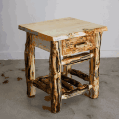 Colorado Wild Grizzly Aspen Log Nightstand