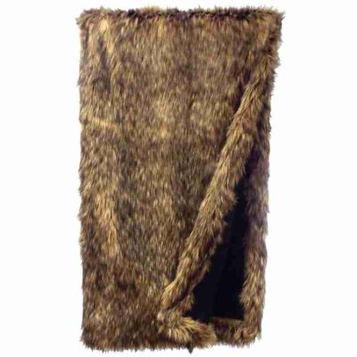 Coyote faux fur throw blanket by wooded river 3