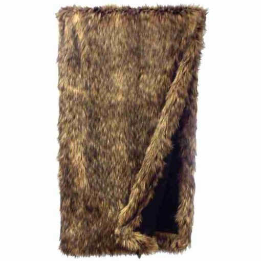 Coyote faux fur throw blanket by wooded river