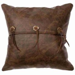 Deer Meadow II Leather Pillow (16"x16") by Wooded River