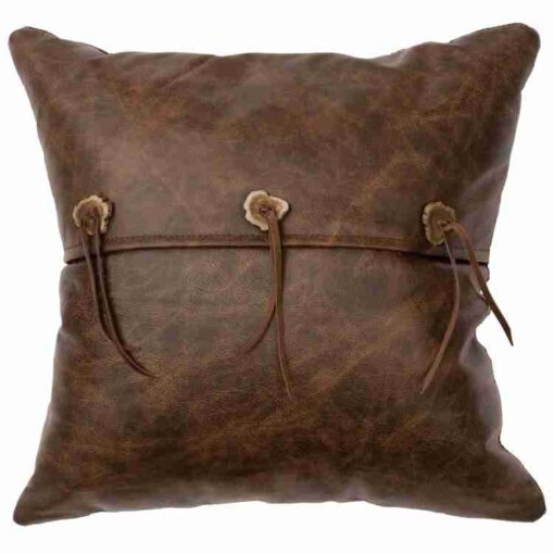 Deer meadow ii leather pillow (16"x16") by wooded river