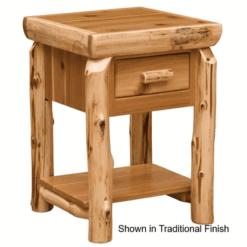 Fireside Lodge Cedar Log Nightstand - 1 Drawer With Shelf