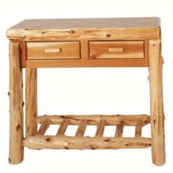 Fireside Lodge Cedar Log Sofa Table W/ Two Drawers
