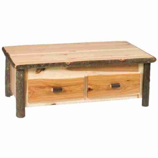 Fireside lodge hickory log coffee table w/ elevating top