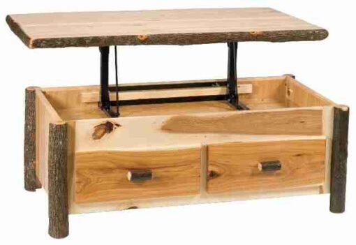 Fireside lodge hickory log coffee table w/ elevating top - image 2