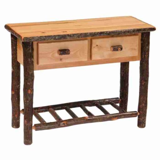 Fireside lodge hickory log sofa table - 2 drawer