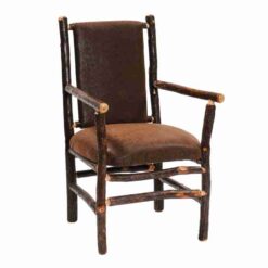 Fireside Lodge Hickory Log Upholstered Back Arm Chair