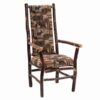 Fireside Lodge Hickory Log Upholstered Back High Back Arm Chair