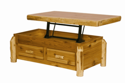 Fireside lodge white cedar coffee table with elevating top 19 1