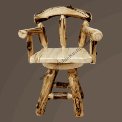 Grizzly aspen log bar stool with arms 119