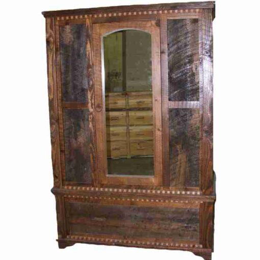 Homestead barnwood armoire with mirror door