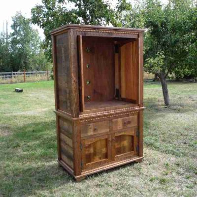 Homestead barnwood armoire with pocket doors 18