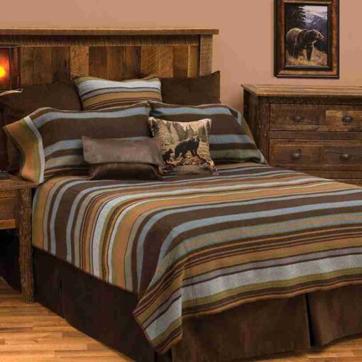 Hudson ii bedspread by wooded river