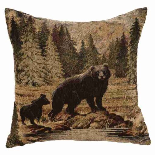 Hudson ii bear pillow (16"x16") by wooded river