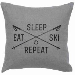Metro Sleep, Eat, Ski Pillow (16"x16") By Wooded River