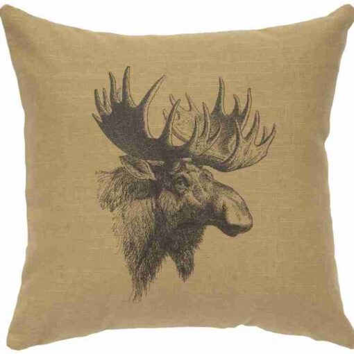 Moose straw linen pillow 16x16 by wooded river