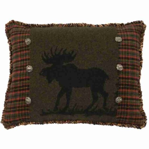 Moose i pillow (16"x20") by wooded river