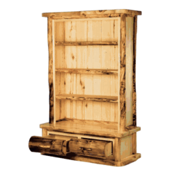 Mountain woods log furniture aspen log book case 3 shelf 1 drawer 7