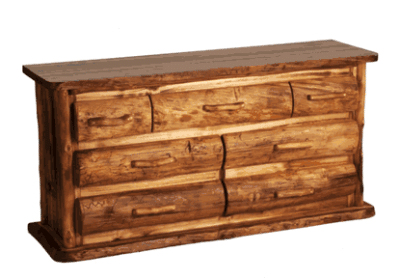 Mountain woods log furniture aspen log dresser 7 drawer 9