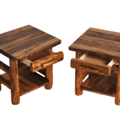 Mountain woods log furniture aspen log end table 1 drawer 2