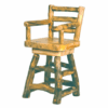 Mountain Woods Log Furniture- Aspen Log Bar Stool W/ Arms & Swivel
