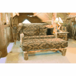 Mountain Woods Log Furniture- Aspen Log Loveseat Futon W/Ottoman