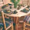 Mountain Woods Rustic Aspen Log Round Table With Stump Base