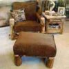 Mountain Woods Rustic Aspen Log Twin Futon Chair W/Ottoman